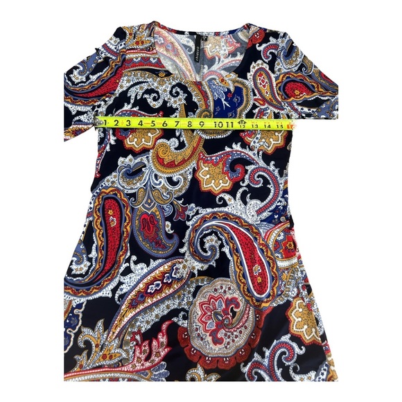 Chiasso Paisley Print Bell Sleeved Dress, Size Small - Picture 5 of 8